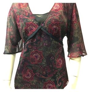 🥳SOLD!!! APT 9 Size M 3/4Sleeve Burgundy Black Paisley NWOT